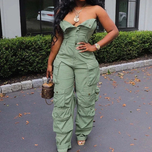 Keep Him Guessing Strapless Jumpsuit